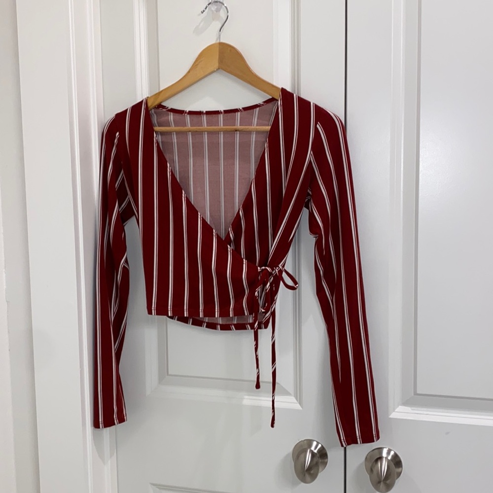 Red and white striped crop top